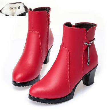 Boots Genuine Leather Women Winter Boots Wool Lining Ankle Boots