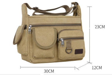 Canvas Shoulder Bag Travel Handbags Multifunction Messenger Bags Solid Zipper Top-handle Pack Casual Crossbody Bags