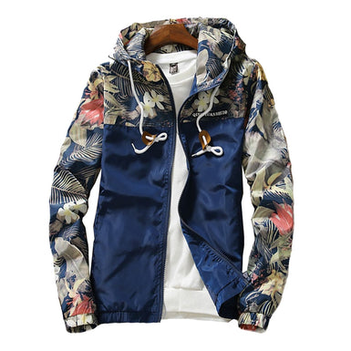 Hooded Jackets Spring Autumn Floral Causal Windbreaker for Women