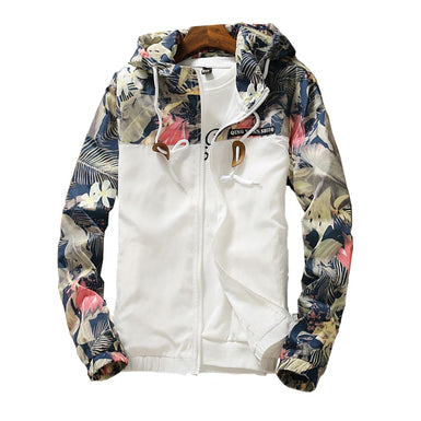 Hooded Jackets Spring Autumn Floral Causal Windbreaker for Women