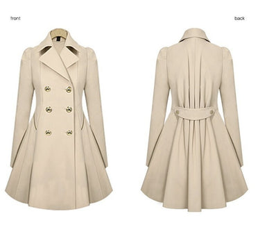 Women's Coat Fashion Ruffles Double Breasted Trench