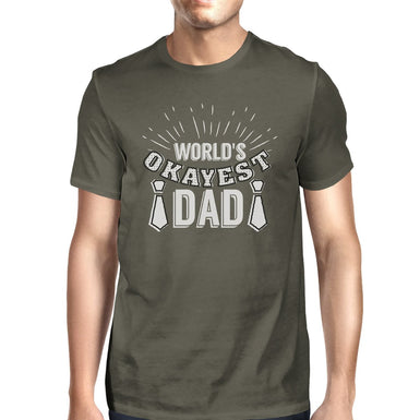 Worlds Okayest Dad Mens Dark Gray Graphic Tee