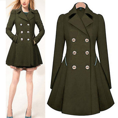 Women's Coat Fashion Ruffles Double Breasted Trench