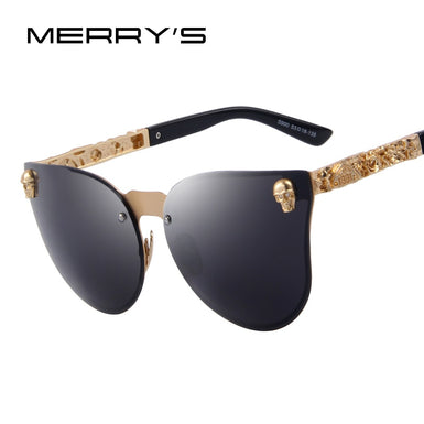 Sunglasses Gothic Skull Frame Metal Temple UV400 for Women