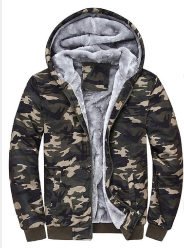 Jacket Parka Men Coat Winter Camouflage Hoodie Warm Fleece Zipper